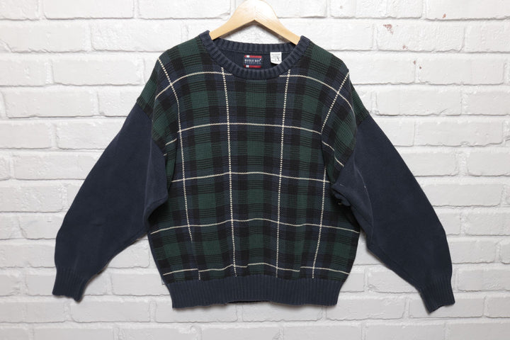 Bugle Boy Vintage Plaid Knit Sweater 90s Large