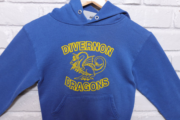 Divernon Dragons Vintage Kids Hoodie Medium 90s