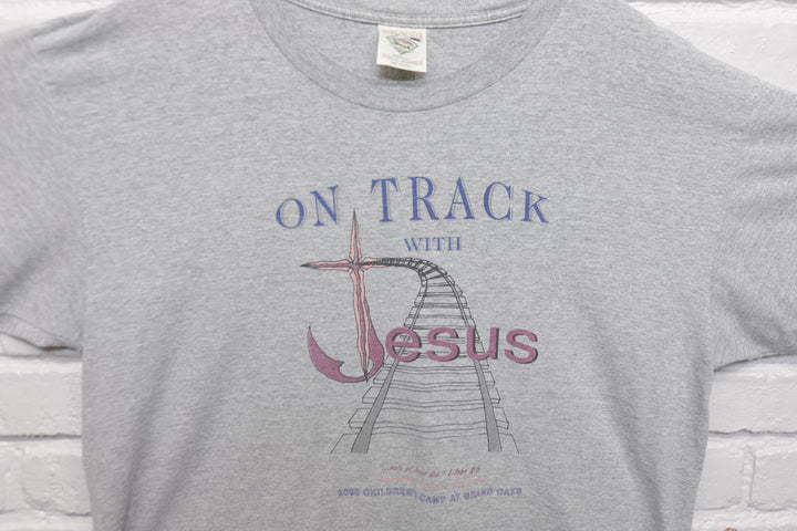 Railroad On Track Vintage Jesus T Shirt 90s XL