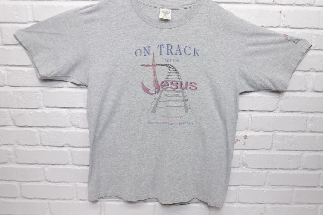 Railroad On Track Vintage Jesus T Shirt 90s XL