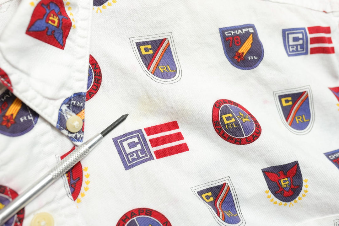 Chaps Ralph Lauren Vintage Crest  Polo Shirt Small 90s