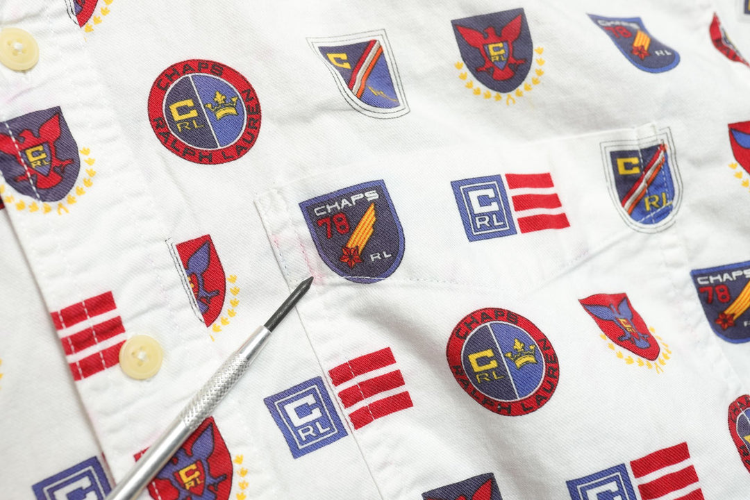 Chaps Ralph Lauren Vintage Crest  Polo Shirt Small 90s
