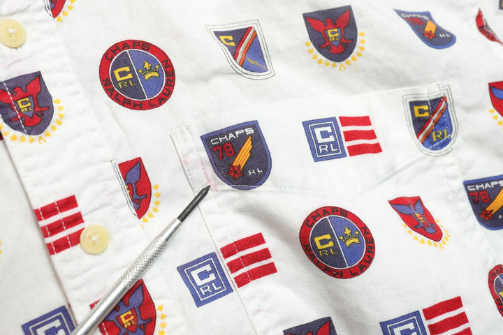 Chaps Ralph Lauren Vintage Crest  Polo Shirt Small 90s