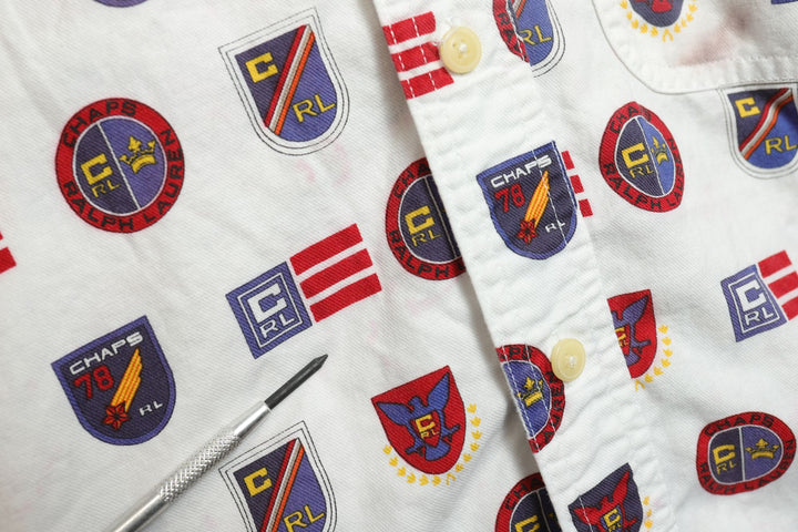 Chaps Ralph Lauren Vintage Crest  Polo Shirt Small 90s