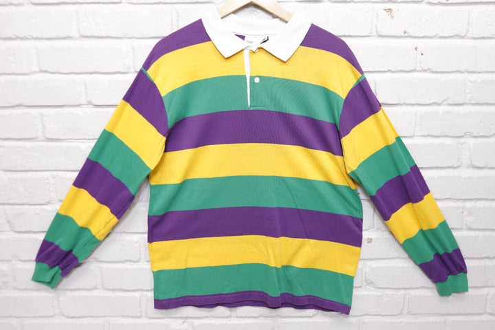 Striped Dunloggin Vintage Polo Shirt Large 90s