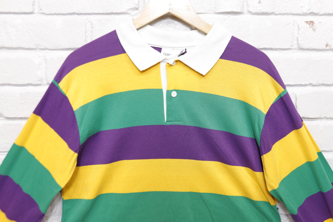 Striped Dunloggin Vintage Polo Shirt Large 90s