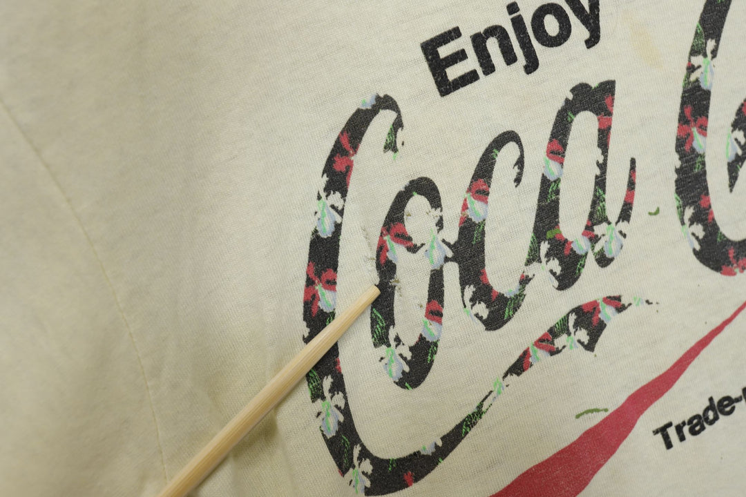 Coca Cola Floral Logo Vintage T Shirt Small 80s Coke