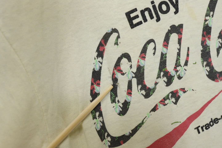 Coca Cola Floral Logo Vintage T Shirt Small 80s Coke