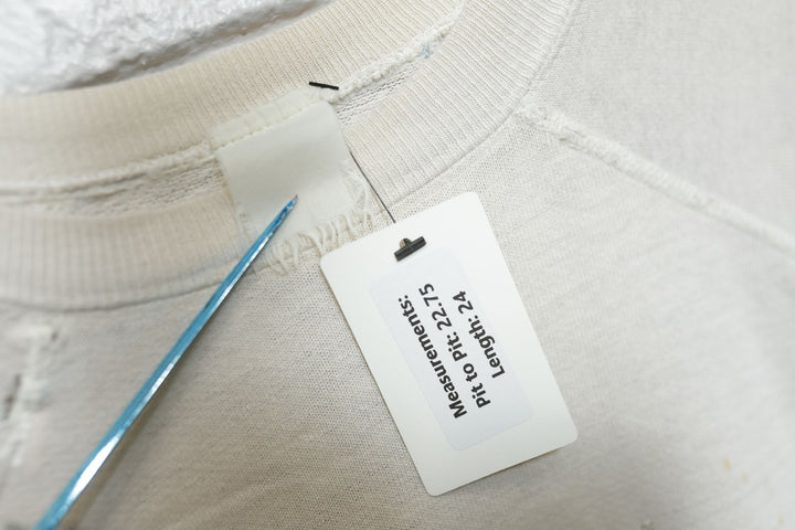 Distressed Vintage Stained White Sweatshirt 80s Medium