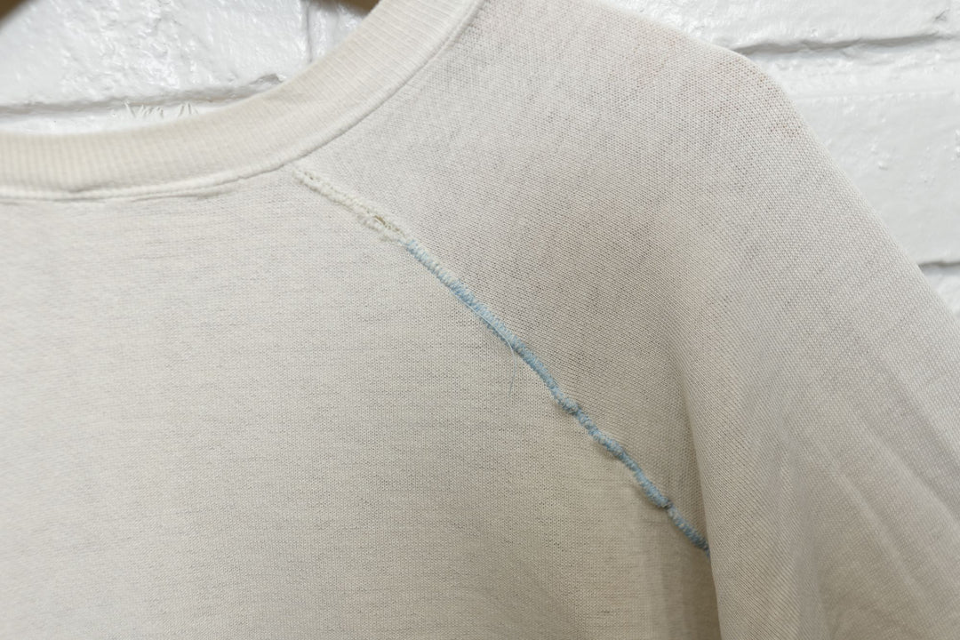 Distressed Vintage Stained White Sweatshirt 80s Medium