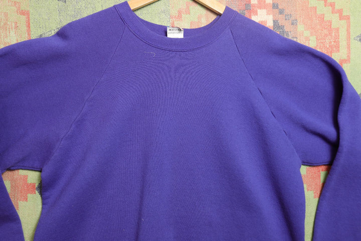 Fruit of the Loom Vintage Blank Purple Sweatshirt 80s XXL