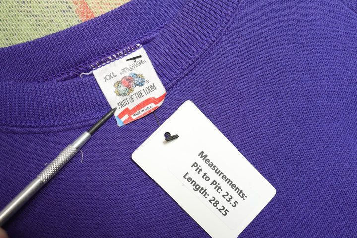 Fruit of the Loom Vintage Blank Purple Sweatshirt 80s XXL