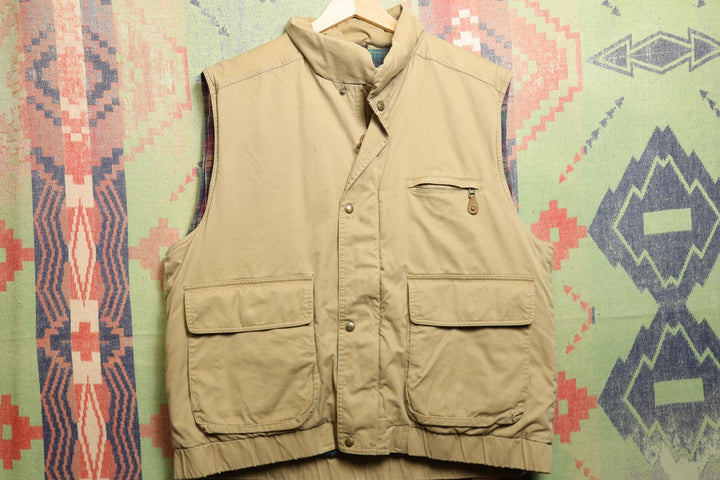 Eddie Bauer Vintage Flannel Lined Vest 90s XL