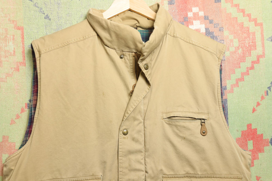 Eddie Bauer Vintage Flannel Lined Vest 90s XL
