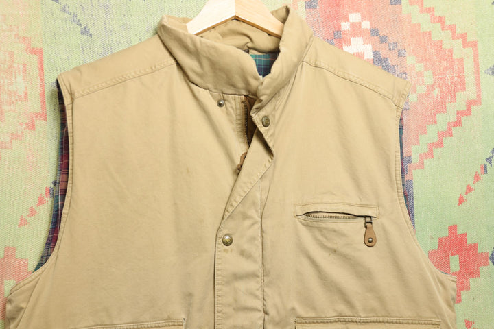 Eddie Bauer Vintage Flannel Lined Vest 90s XL