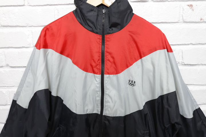 USA Olympics Vintage Red and Black Jacket Medium 90s