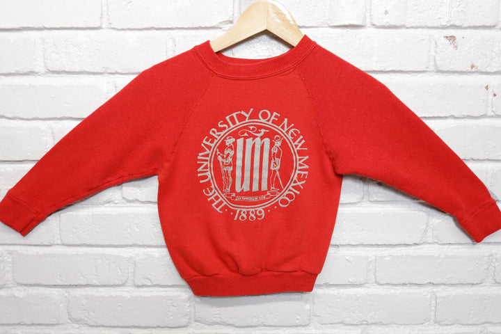 University of New Mexico Vintage Flocked Sweatshirt 80s YOUTH 6-8