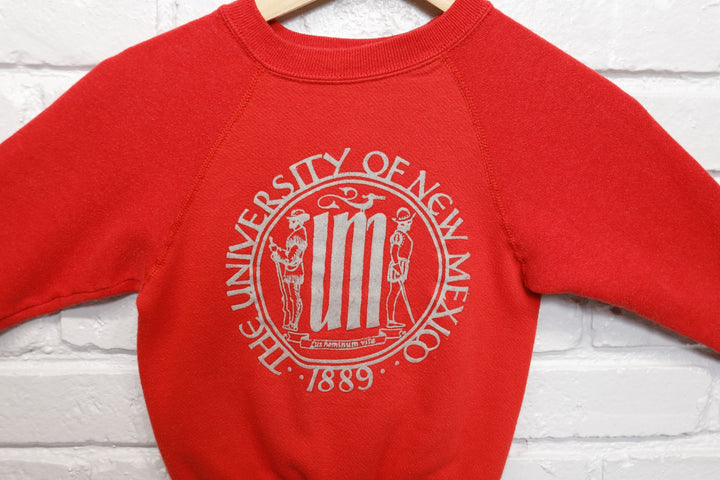 University of New Mexico Vintage Flocked Sweatshirt 80s YOUTH 6-8