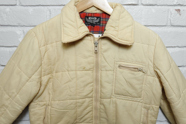 Tan Quilted Vintage Jacket Large 80s