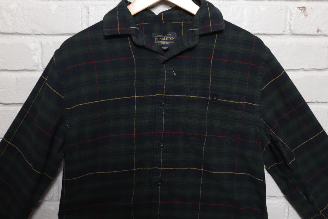 Pendleton Green And Blue Plaid Button Down Shirt Size Small