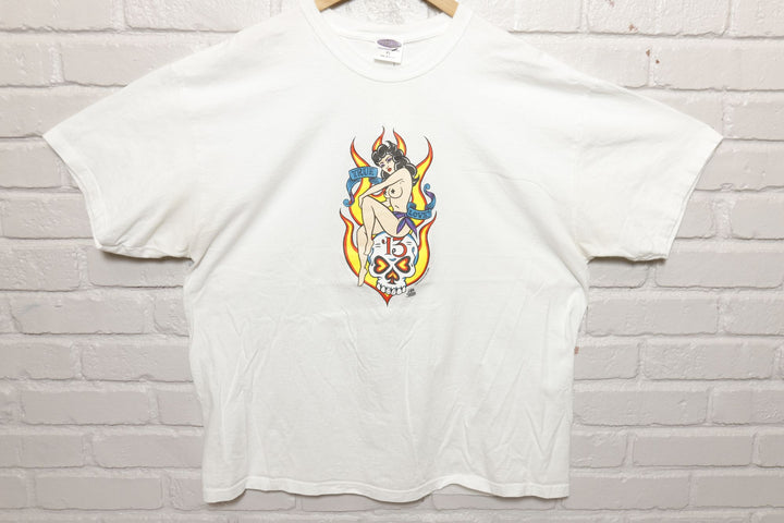 Poster pop Tattoo Pinup Girl Vintage T Shirt XL 2000s