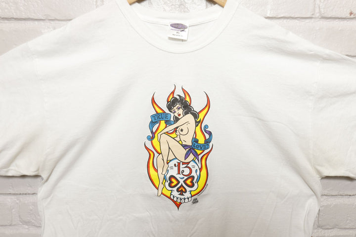 Poster pop Tattoo Pinup Girl Vintage T Shirt XL 2000s