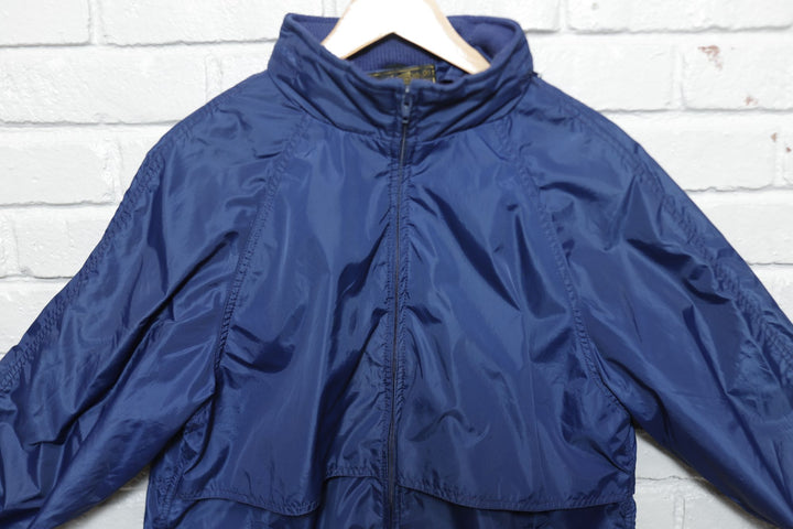 Eddie Bauer Vintage Blue Windbreaker Jacket Medium 90s