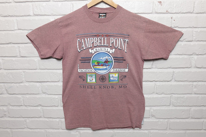 90s Vintage Campbell Point Marina Missouri T Shirt Size Medium