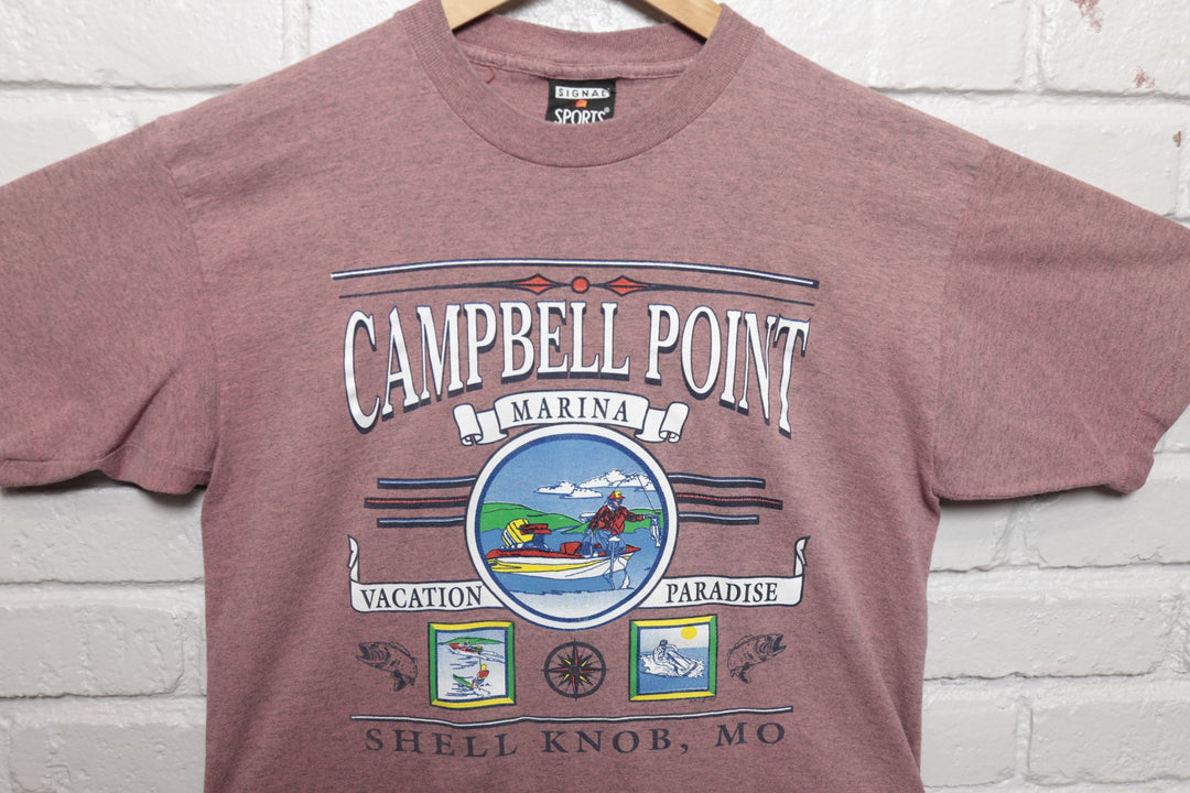 90s Vintage Campbell Point Marina Missouri T Shirt Size Medium