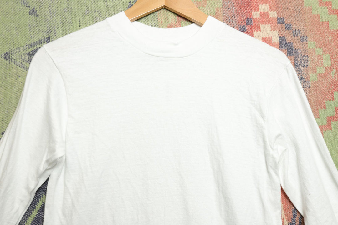 Hanes Vintage White Long Sleeve T Shirt Small 80s