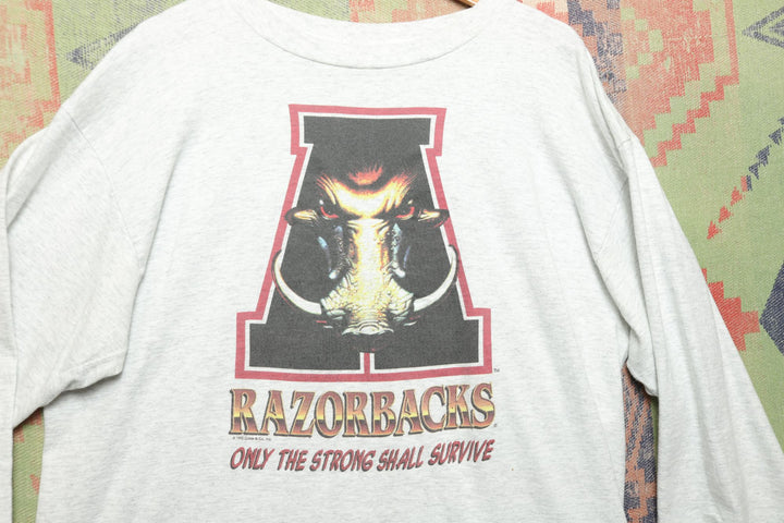 University of Arkansas Vintage Only the Strong Survive T Shirt XL 90s