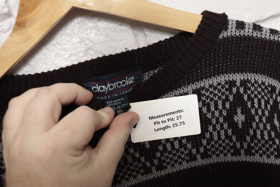 80s Vintage Claybrooke Made In Italy Wool Blend Sweater Size XL
