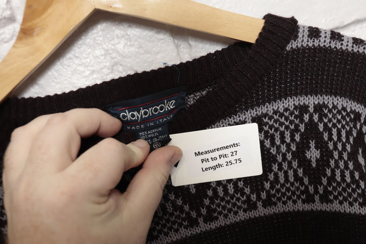 80s Vintage Claybrooke Made In Italy Wool Blend Sweater Size XL