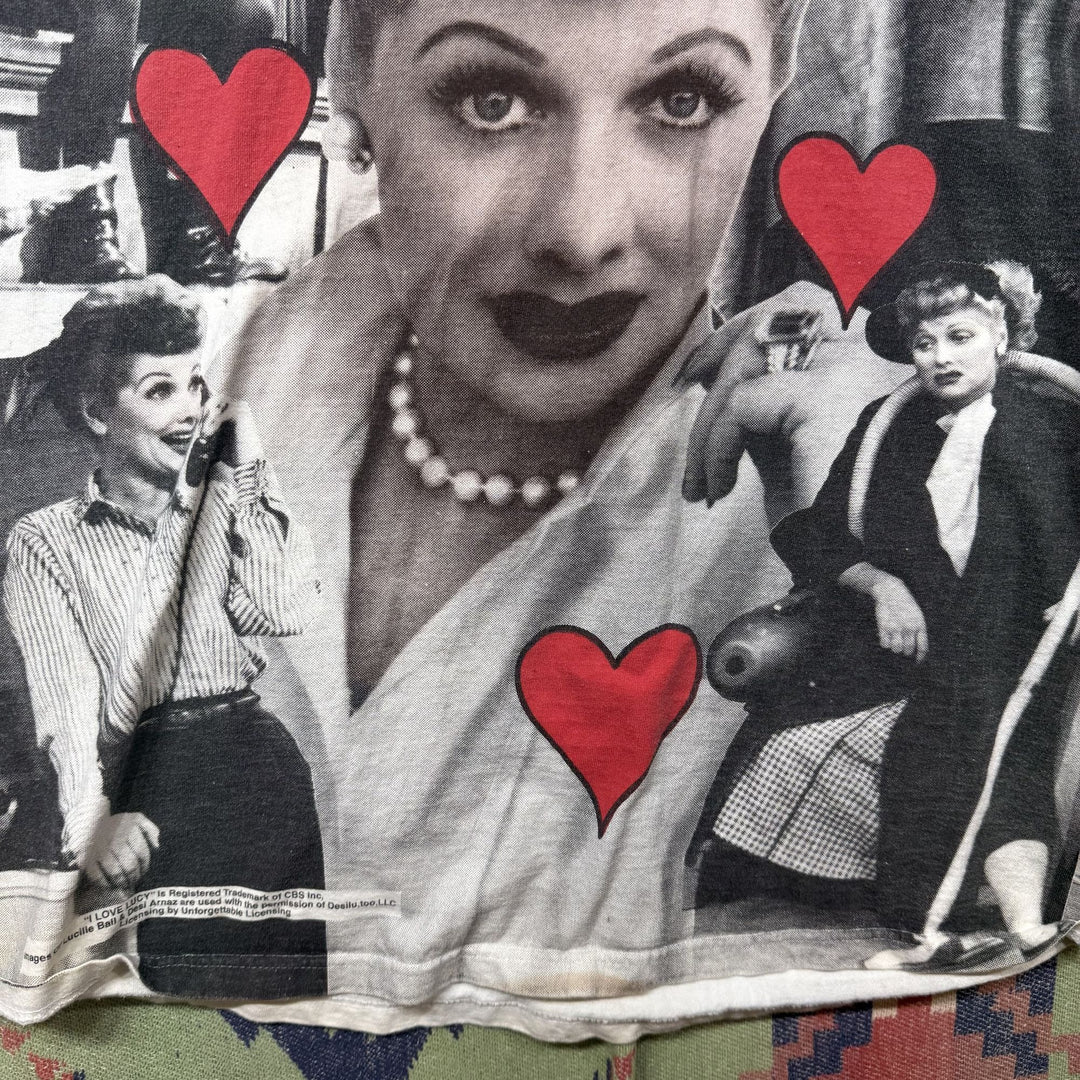 I Love Lucy Vintage All Over Print T Shirt XL 90s