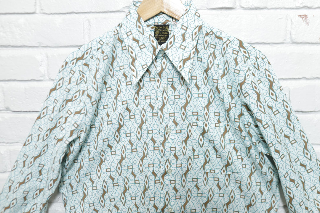 Mr Van Dyke Vintage Mod Pattern  Shirt Medium 70s