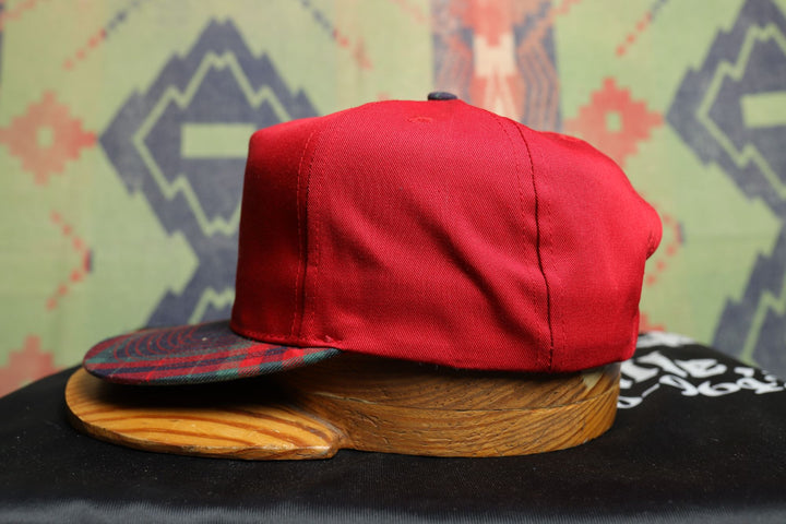 Red Plaid Brim Vintage Snapback Hat 90s