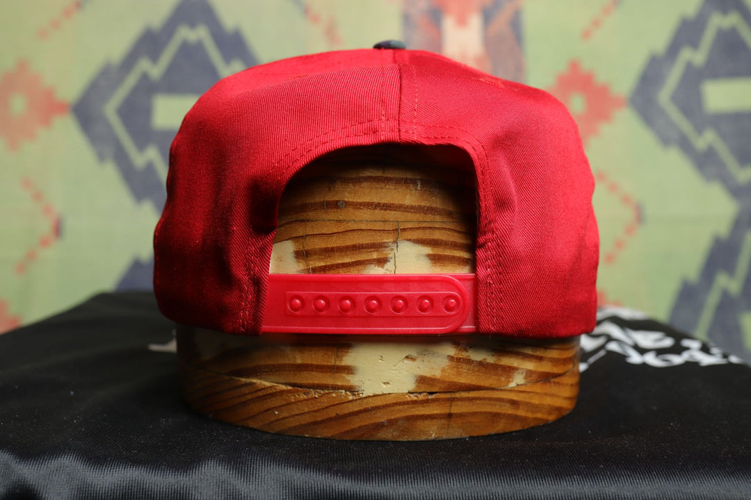 Red Plaid Brim Vintage Snapback Hat 90s