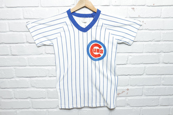 Chicago Cubs Vintage Striped Jersey T Shirt 80s YOUTH Large