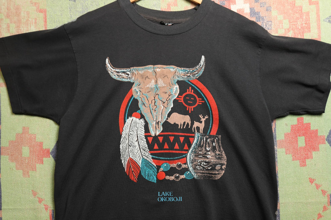 Lake Okoboji Vintage Native American Western T Shirt Large 90s