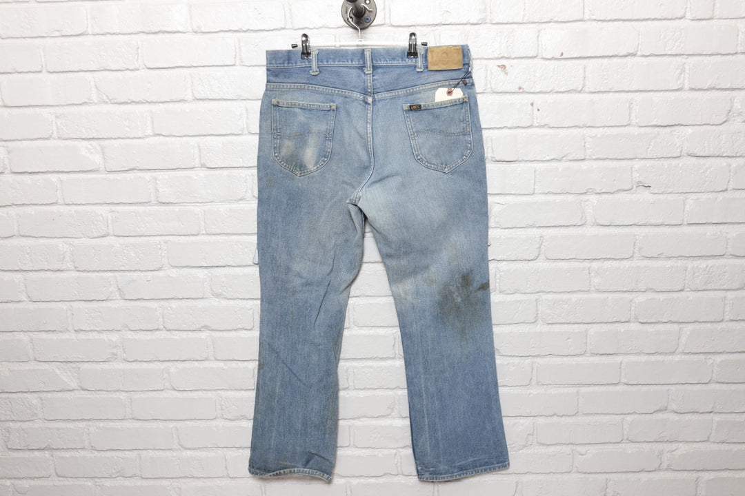 70s Vintage Lee Rider Faded Whiskered  Jeans Size 35/29.5