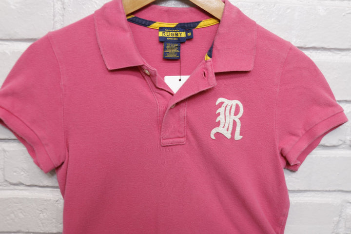 Ralph Lauren Rugby Vintage Pink Polo Shirt Medium 2000s