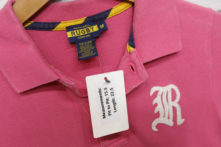 Ralph Lauren Rugby Vintage Pink Polo Shirt Medium 2000s