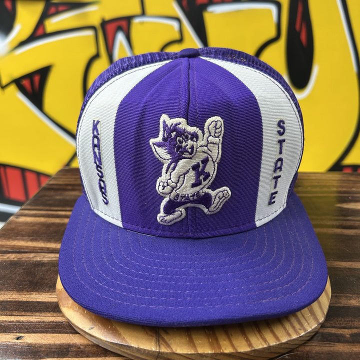 Kansas State University Vintage Lucky Stripe Trucker Snapback Hat 80s