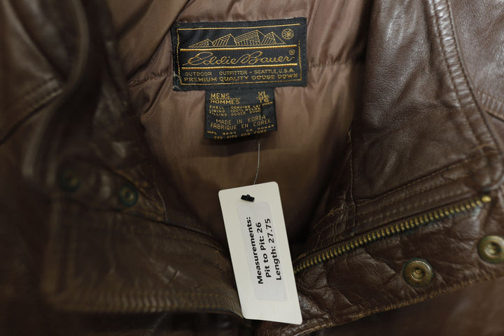 Eddie Bauer Vintage Leather Goose Down Vest 90s XL