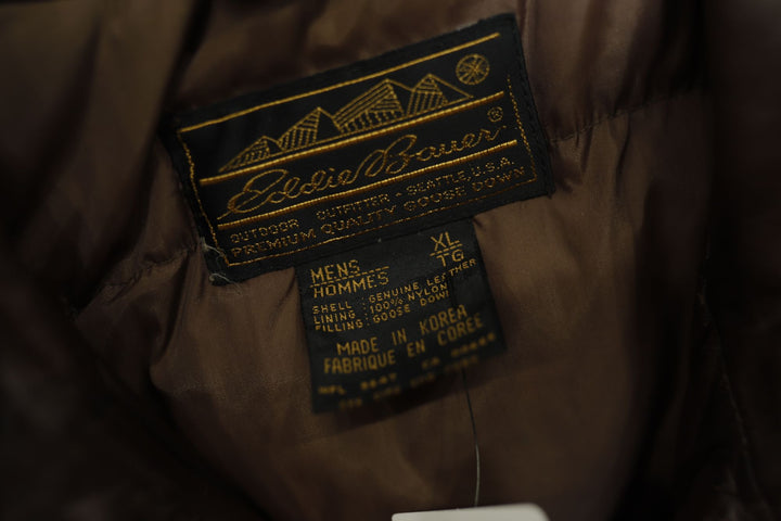 Eddie Bauer Vintage Leather Goose Down Vest 90s XL
