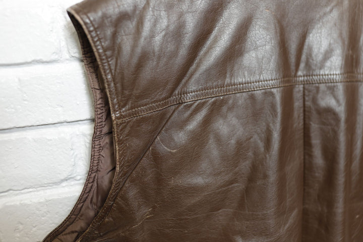 Eddie Bauer Vintage Leather Goose Down Vest 90s XL