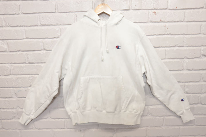 White Champion Reverse Weave Hoodie Size Medium