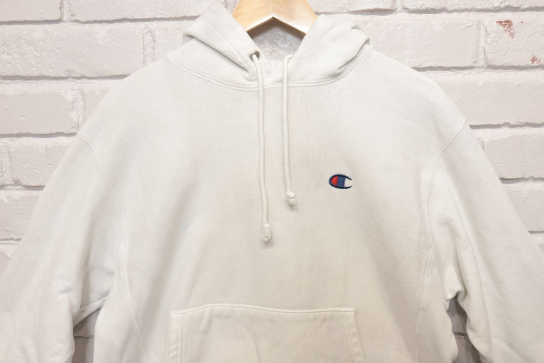 White Champion Reverse Weave Hoodie Size Medium