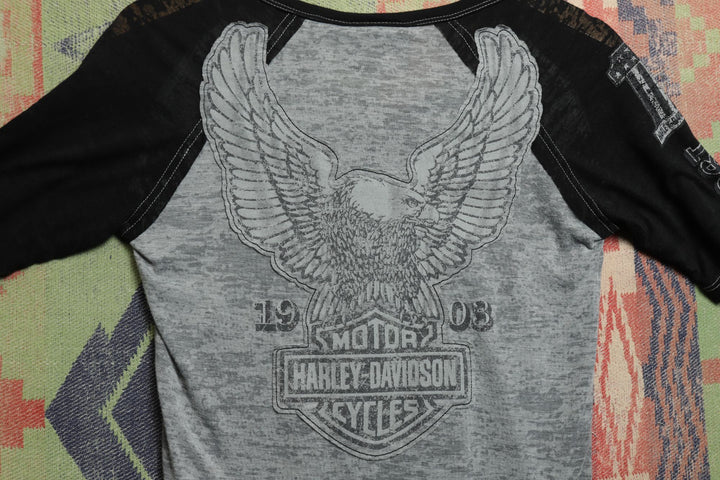 Harley Davidson Lace Up Vintage T Shirt Small Y2K 2000s