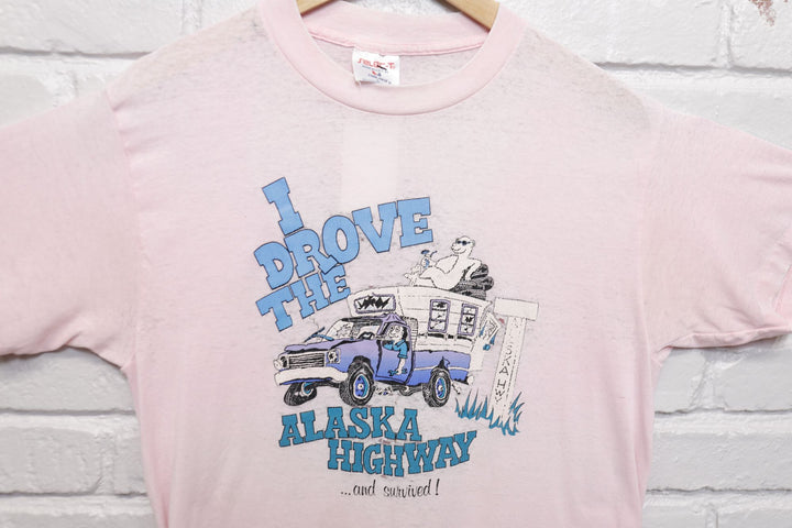 Alaska Highway Vintage Distressed Tourist T Shirt 80s Large